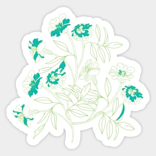 Meadow flowers field, line art work Sticker